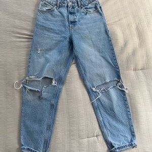 Distressed mom jeans